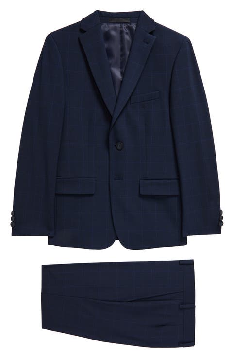 Kids' Blue Plaid Skinny Suit (Big Kid)