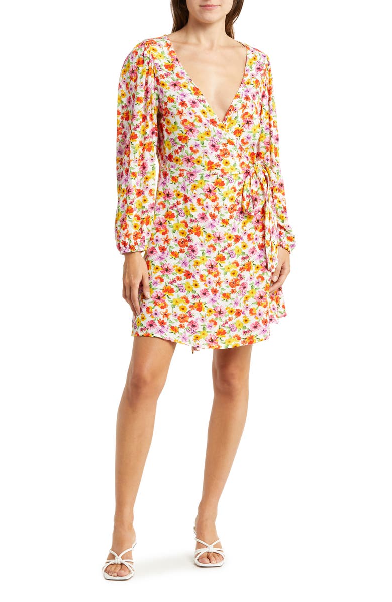 Velvet Torch Faux Wrap Long Sleeve Dress, Main, color, 