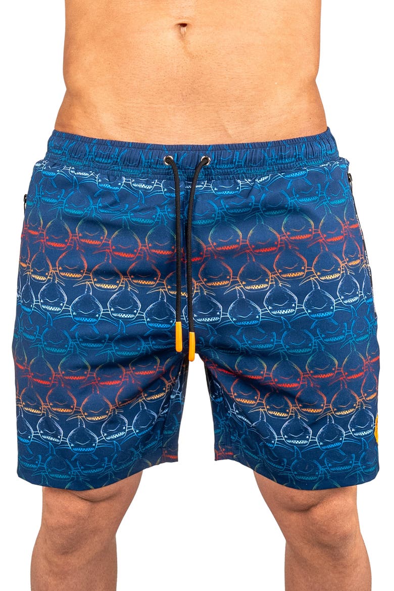 Swim Lion Shark Wave Swim Trunks, Main, color, BLUE