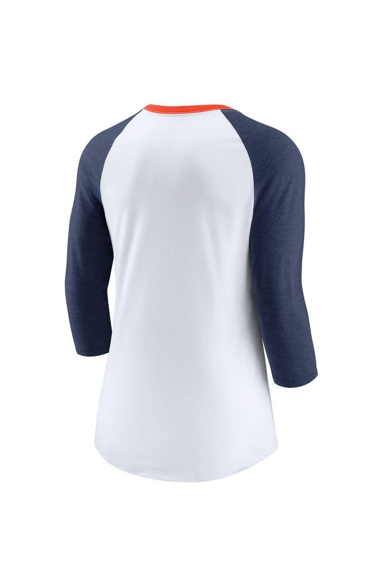 Nike Women's Nike White/Heathered Navy Detroit Tigers Color Split Tri-Blend 3/4-Sleeve Raglan T-Shirt, Alternate, color, 