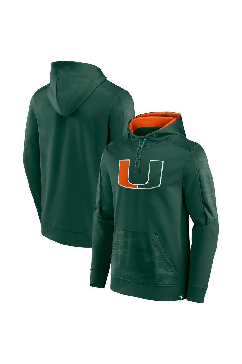 Men's Fanatics Branded Green Miami Hurricanes On The Ball Pullover Hoodie, Main, color, Green