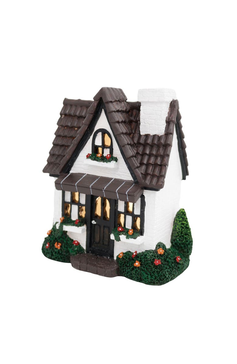 Transpac Resin LED Mini Garden White Cottage Multicolored for Spring Tabletop Lighting, Main, color, Multicolored