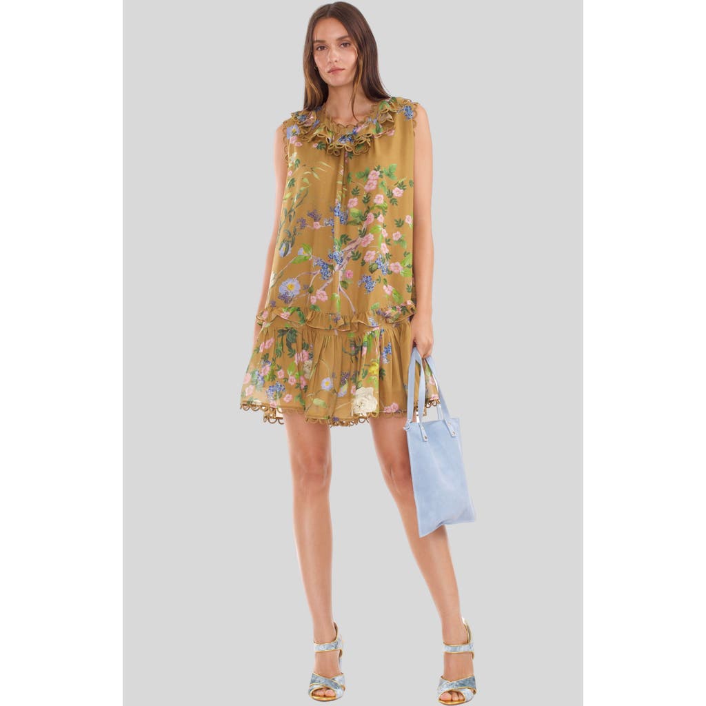 Cynthia Rowley Lilie Silk Dress In Golden Floral