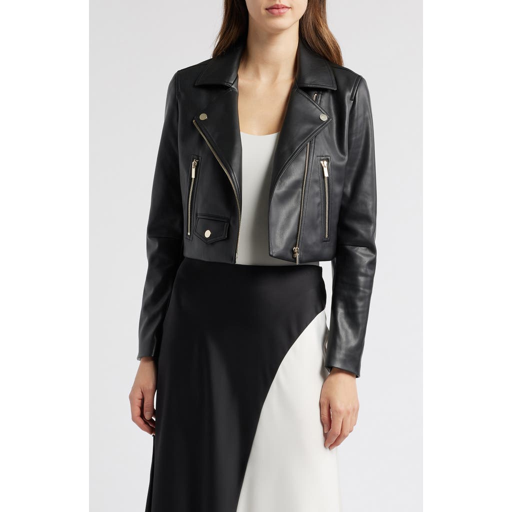 ANNE KLEIN ANNE KLEIN FAUX LEATHER MOTO JACKET