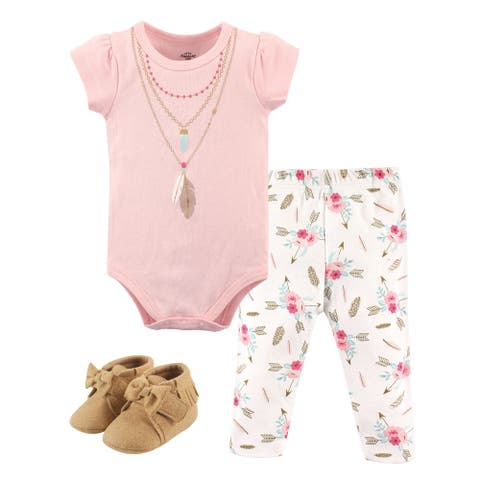 Little One's Cotton Outfit Set Bodysuit, Pants, and Matching Shoes