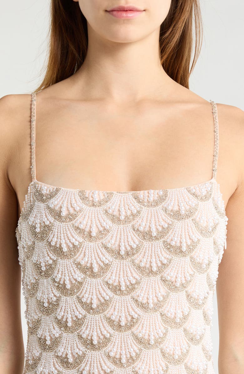 STAUD Las Palmas Beaded Minidress, Alternate, color, Pearl