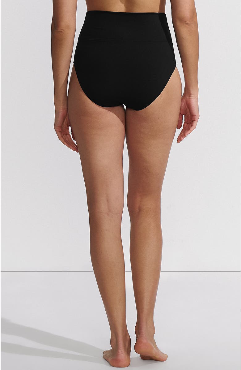 Lands' End Chlorine Resistant Pinchless High Waisted Bikini Bottoms, Alternate, color, Black