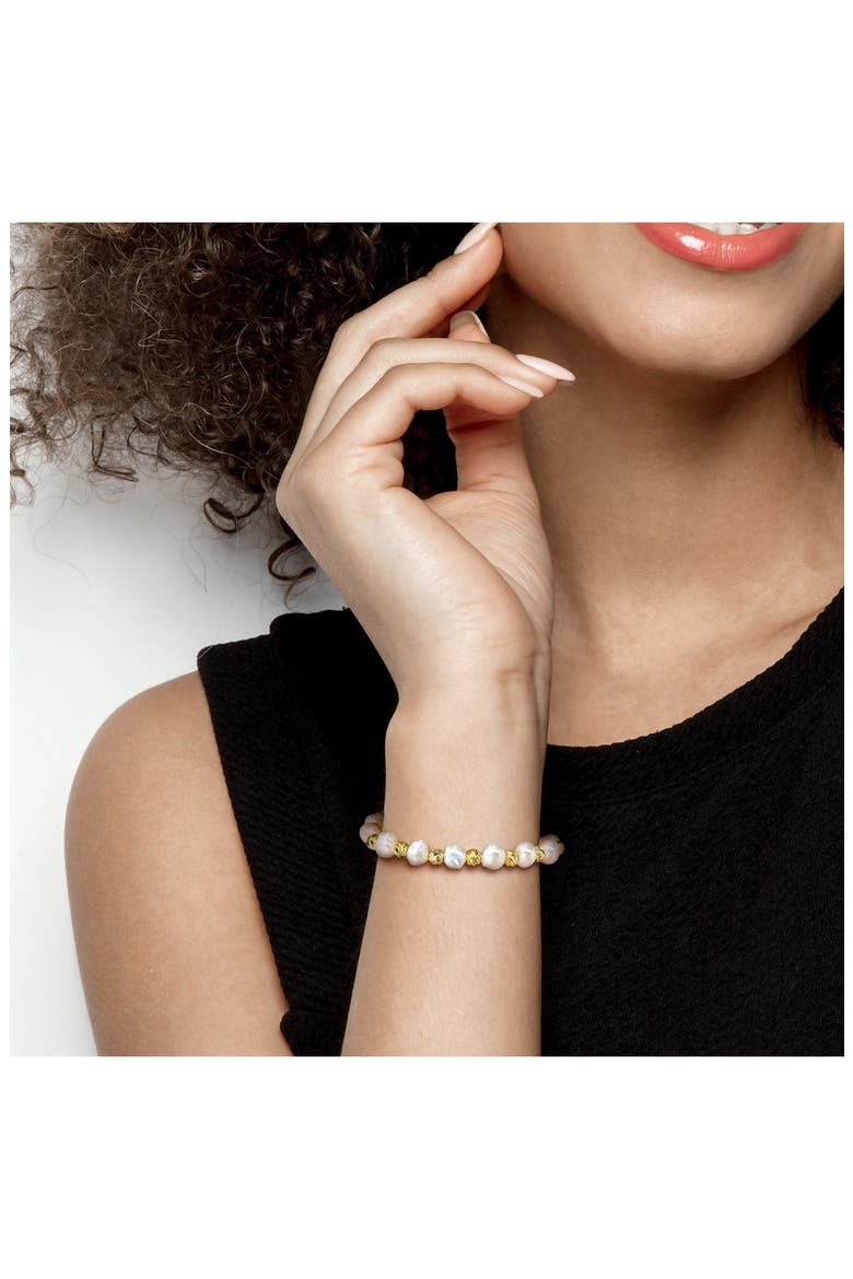 Cultured Pearl Beaded Stretch Bracelet, Alternate, color, GOLD