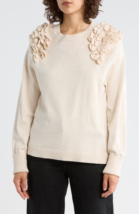 Ruffle Crewneck Sweater