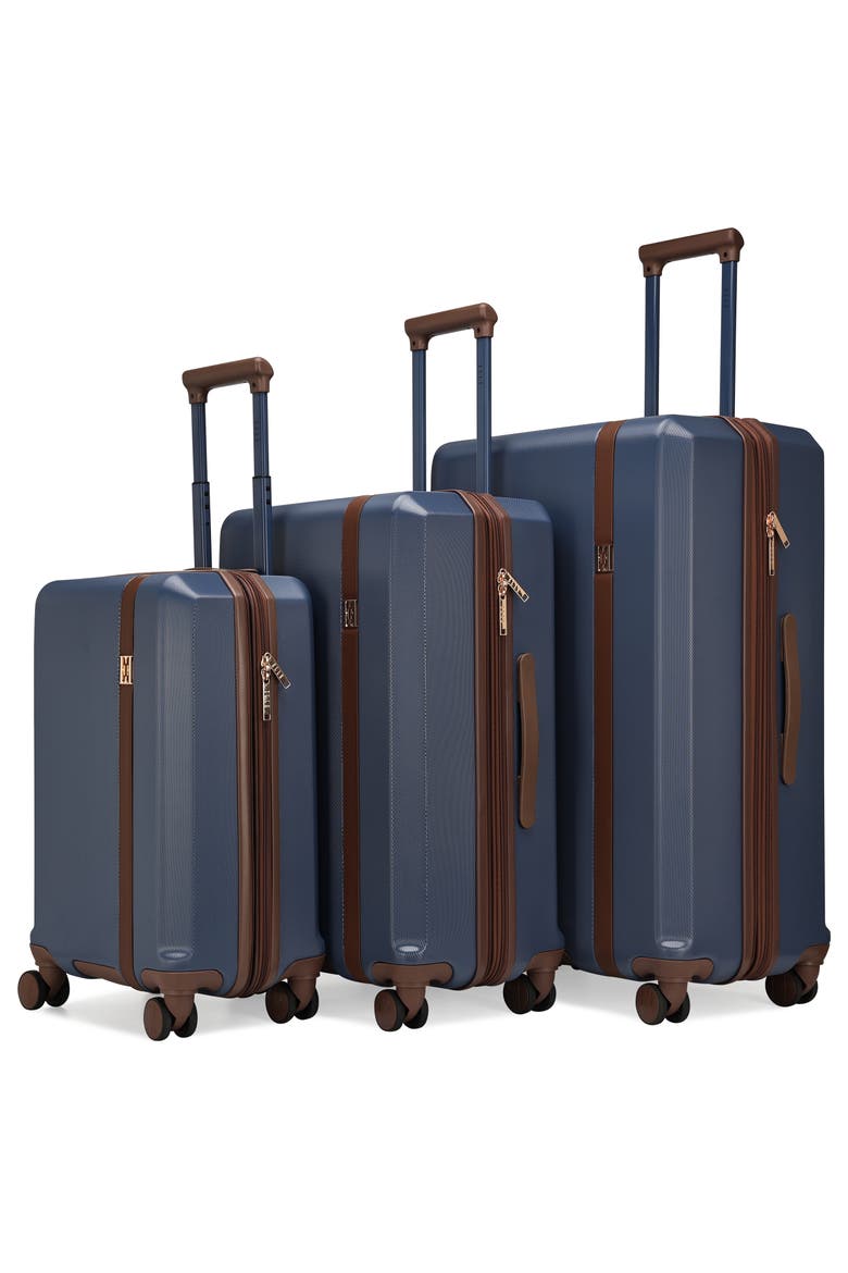 Luxe Journey 3 Piece Expandable Retro Spinner Luggage Set, Alternate, color, Navy