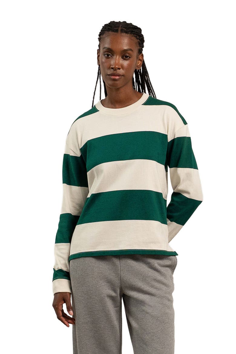 The Heavy Pima Rugby Pullover, Main, color, Rainforest Bone Stripe