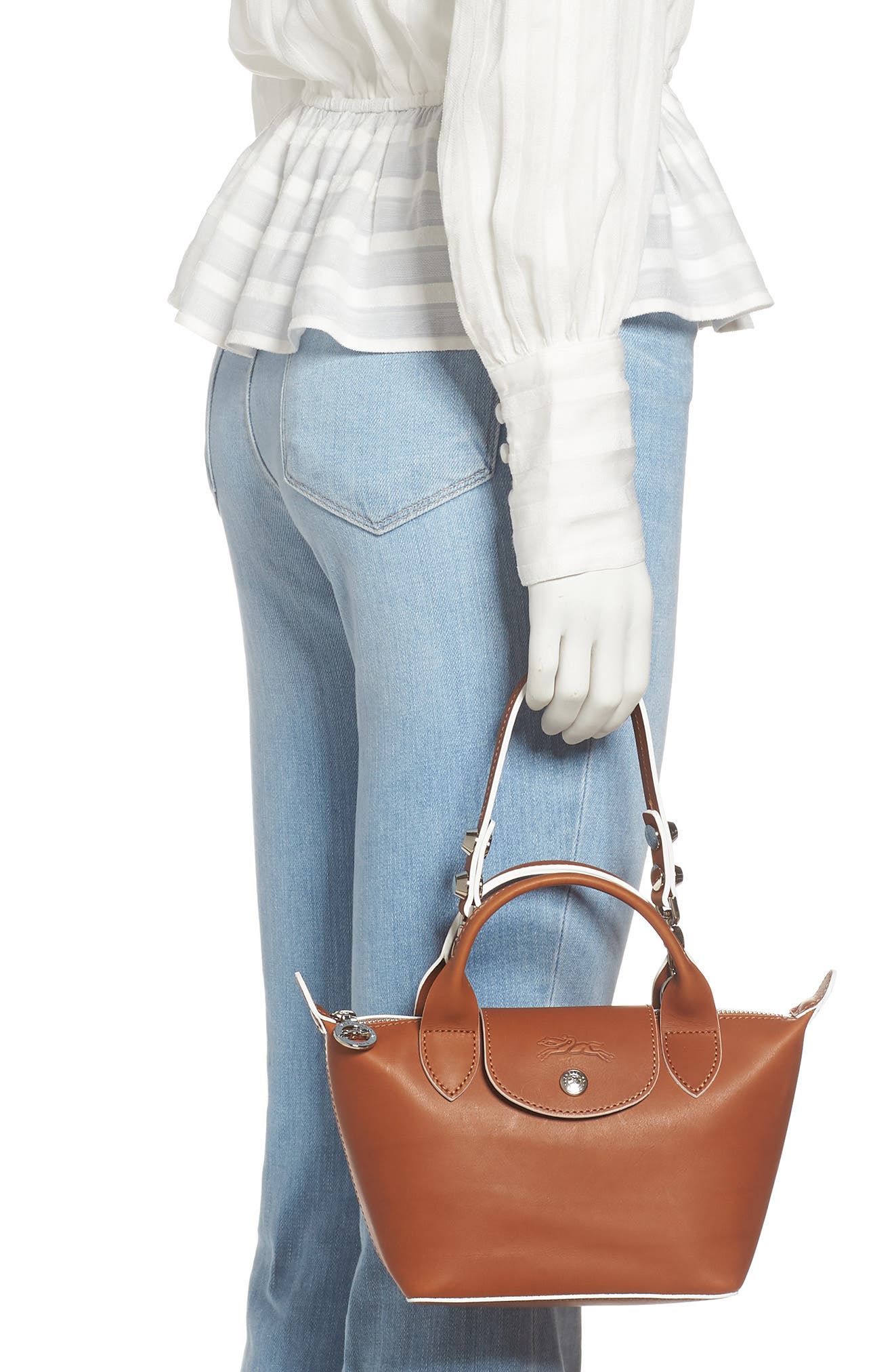 La Pliage Cuir Small Leather Top Handle Bag, Alternate, color, COGNAC