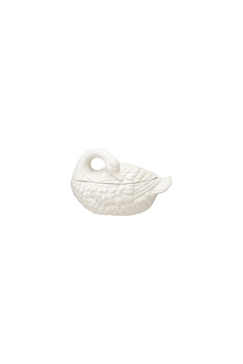 Swan Silhouette Stoneware Jar, Main, color, WHite