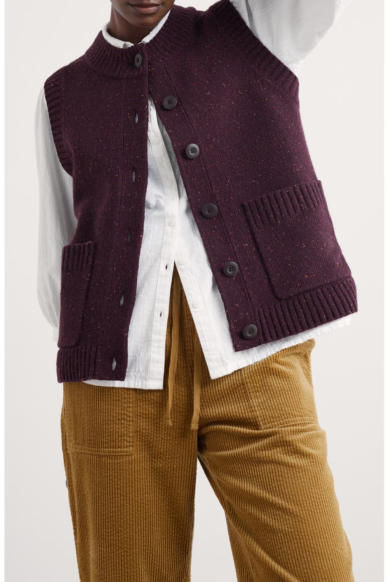 Harbour Sands Wool Blend Sweater Vest, Main, color, KNIT MELANGE DARK HELLEBORE