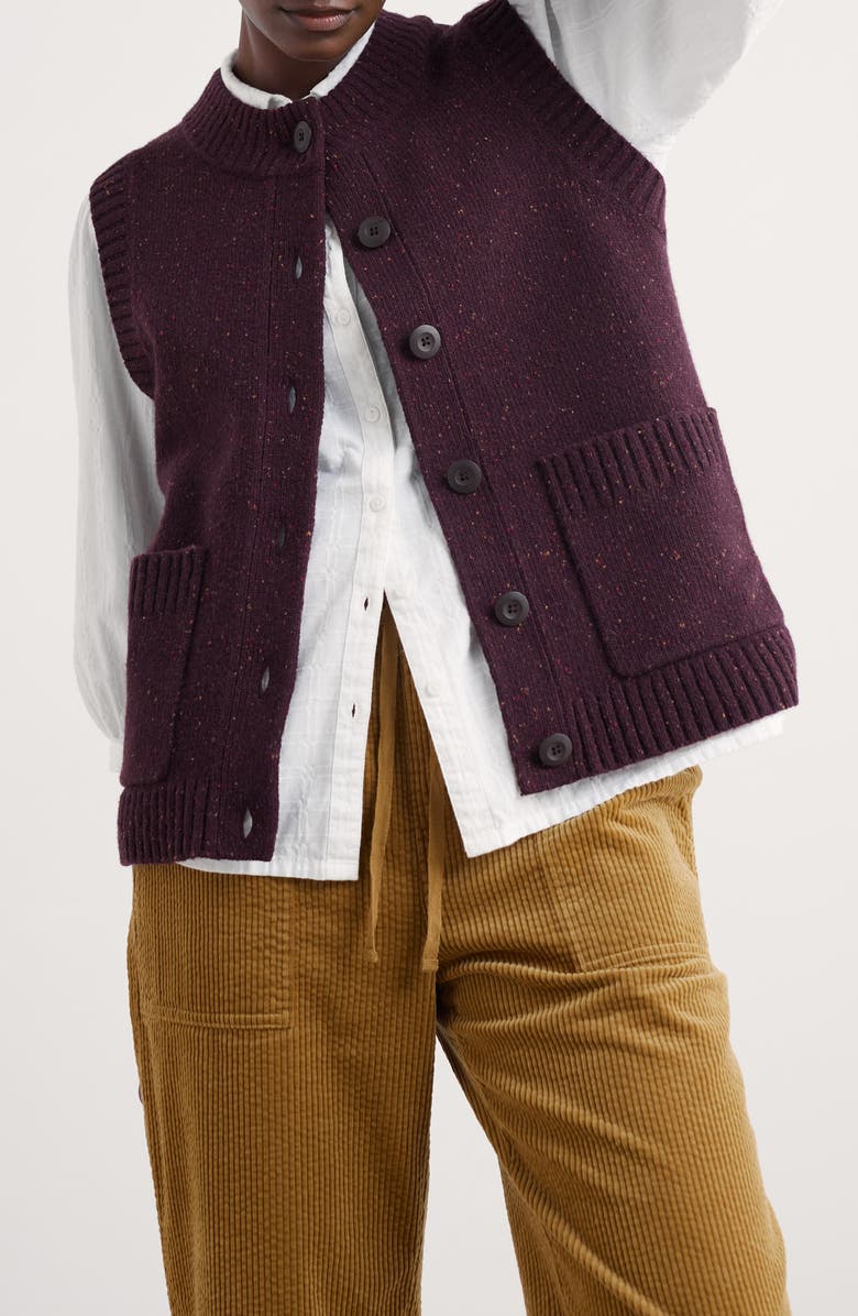 Seasalt Cornwall Harbour Sands Wool Blend Sweater Vest, Main, color, Knit Melange Dark Hellebore