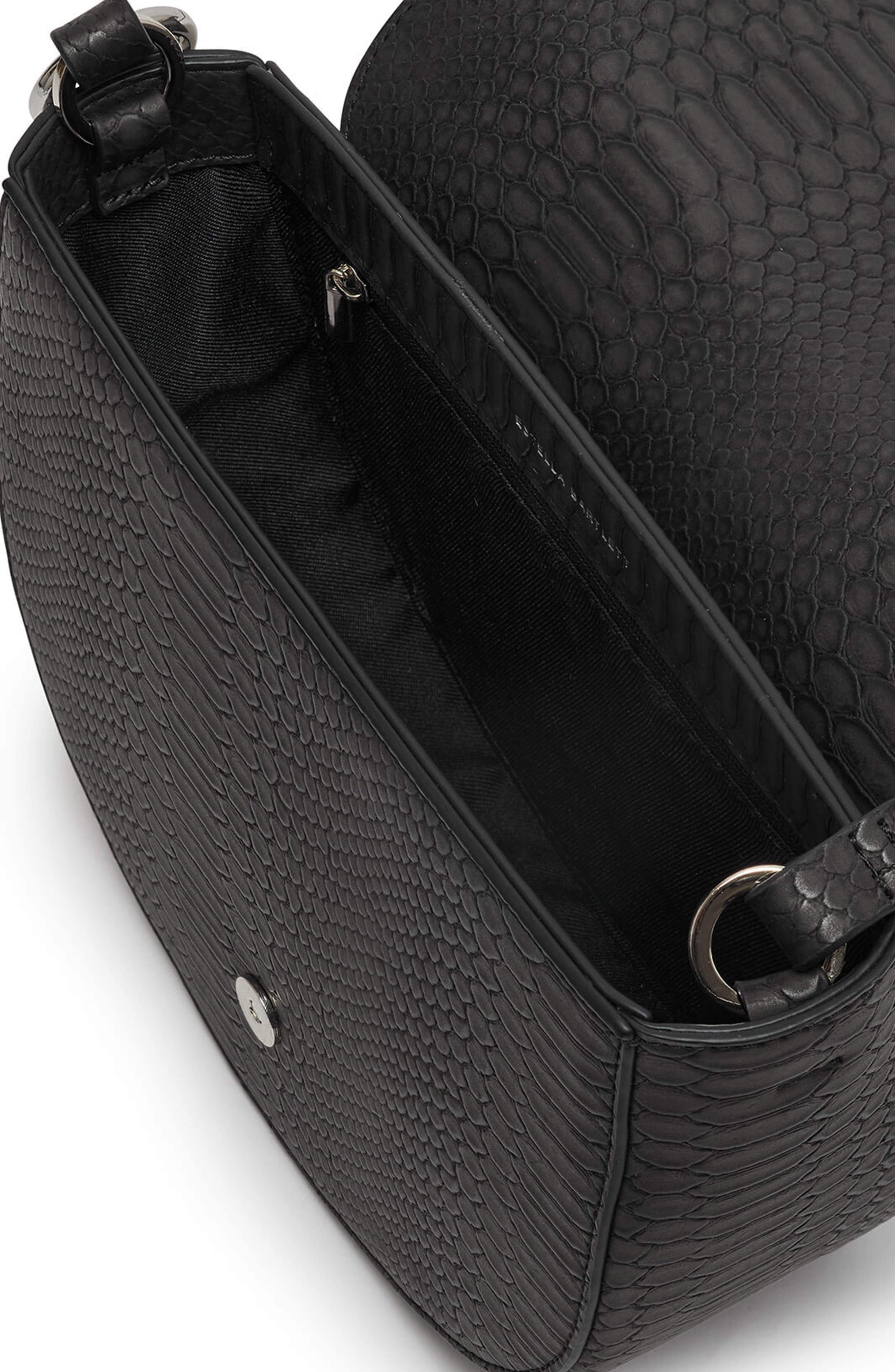 The Loman Faux Snakeskin Saddle Bag, Alternate, color, BLACK
