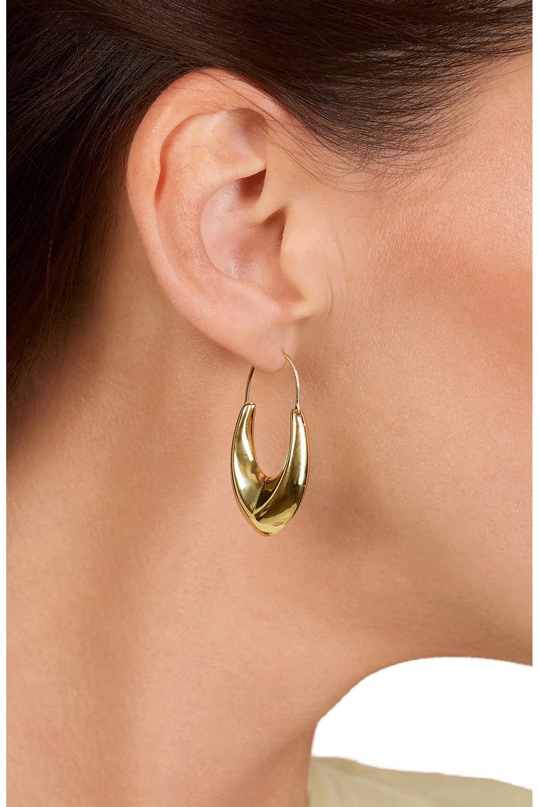 Long Pointed Hoop Earrings, Alternate, color, GOLD
