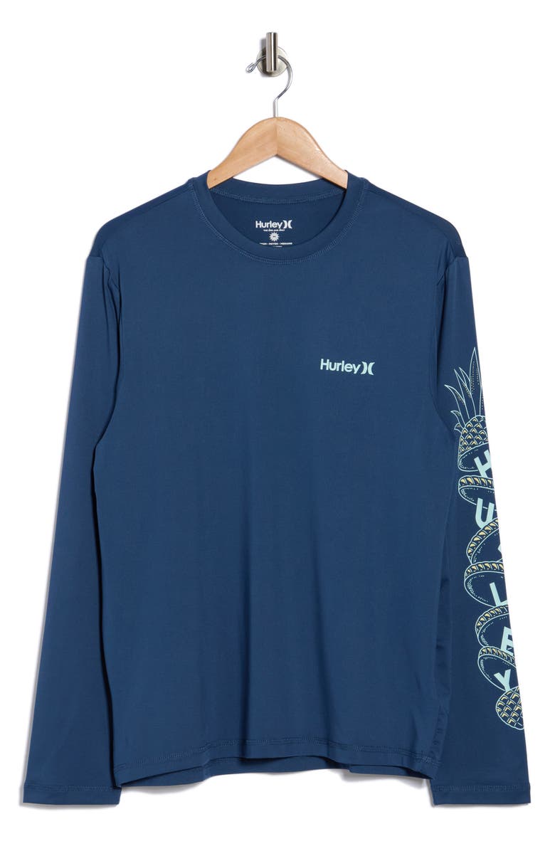 Hurley Tropical Slices Long Sleeve Sunshirt, Alternate, color, Industrial Blue