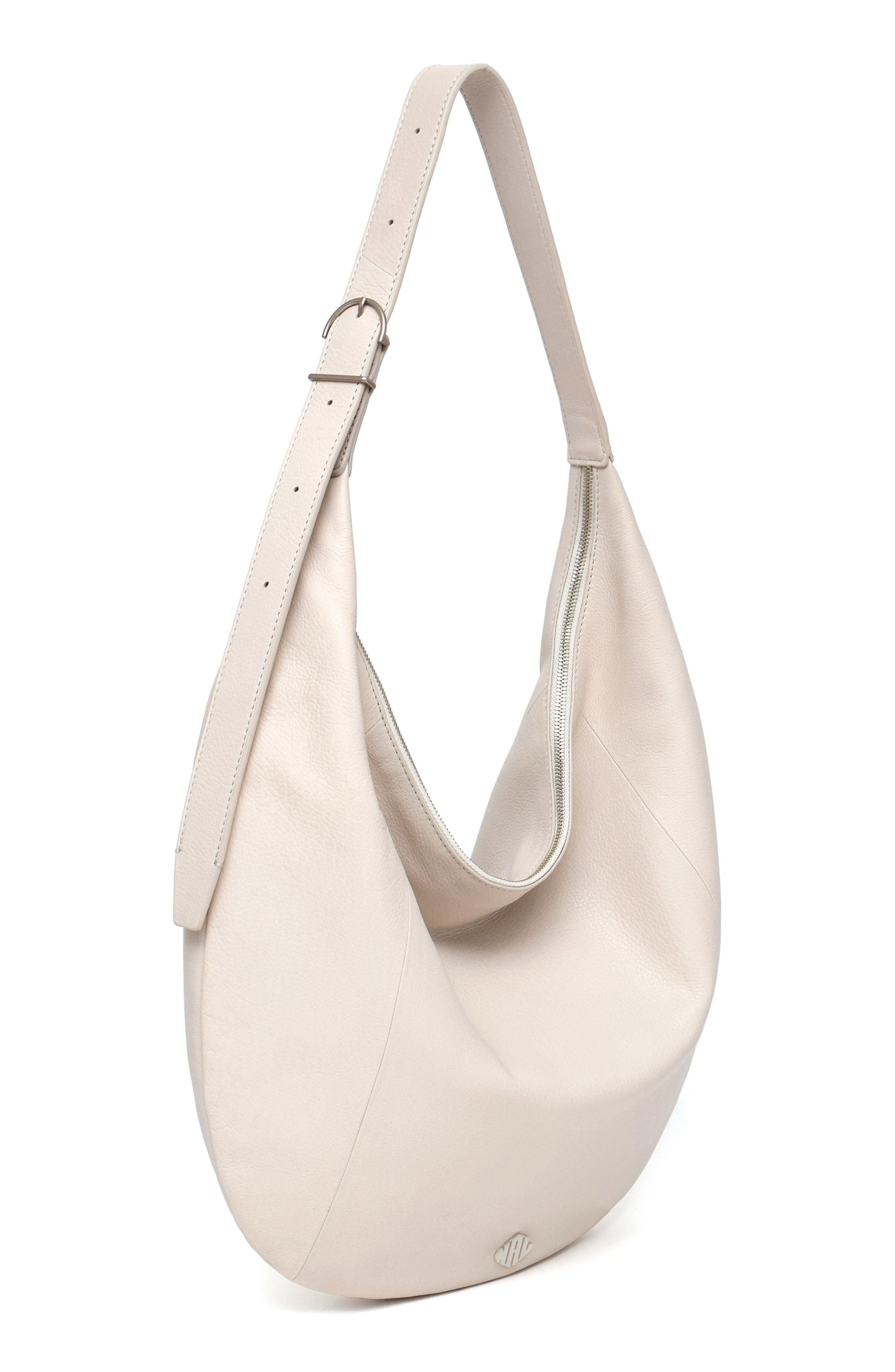 New Amsterdam Leatherworks Wyatt Leather Oversized Hobo Bag, Alternate, color, Ivory