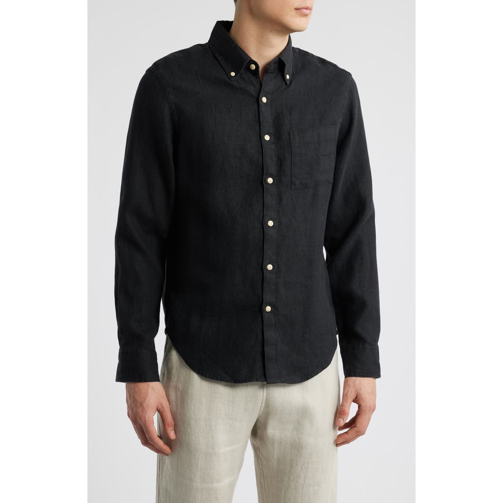 Alex Crane Playa Linen Button-down Shirt In Night
