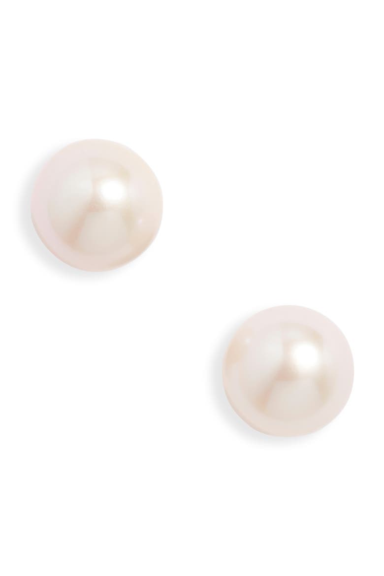 Freshwater Pearl Stud Earrings, Main, color, WHITE- 14K WHITE GOLD