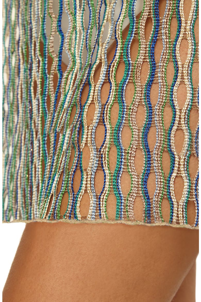Desert Dancer Metallic Long Sleeve Sheer Cover-Up Dress, Alternate, color, SKY BLUE MULTI