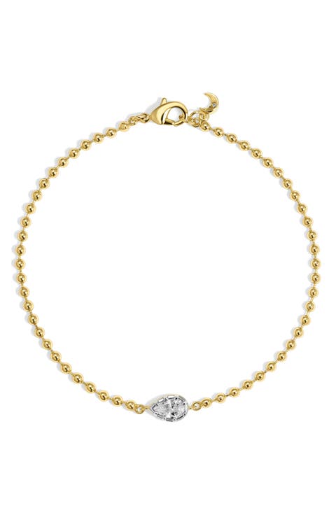 Mini Cleo Pear Cubic Zirconia Ball Chain Bracelet