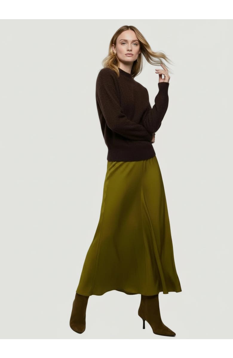 Majestic Filatures Cashmere Long Sleeve Crewneck Sweater, Main, color, Chocolat