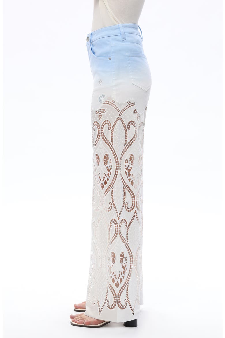 Eyelet High Waist Wide Leg Jeans, Alternate, color, SKY BLUE/WHITE