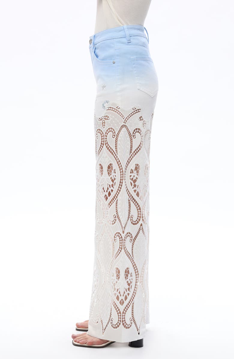 Bayeas Eyelet High Waist Wide Leg Jeans, Alternate, color, Sky Blue/White