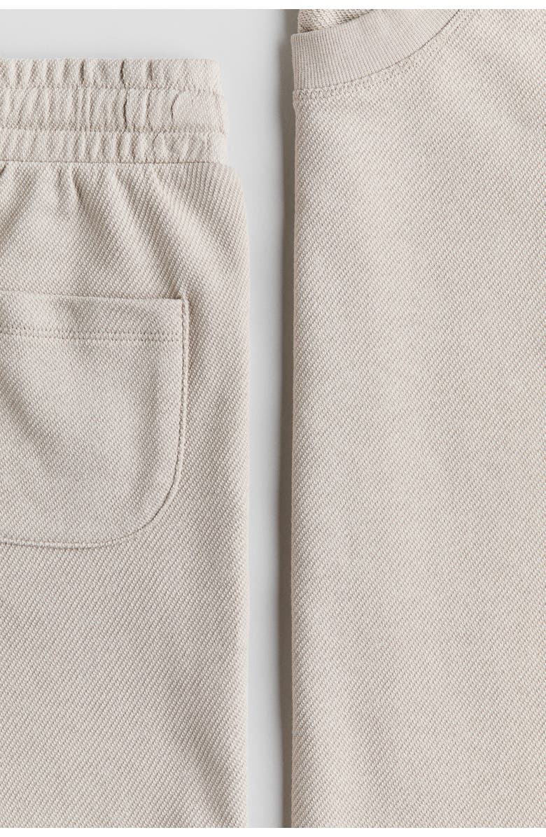 H&M 2-piece Textured Jersey Set, Alternate, color, Light Beige