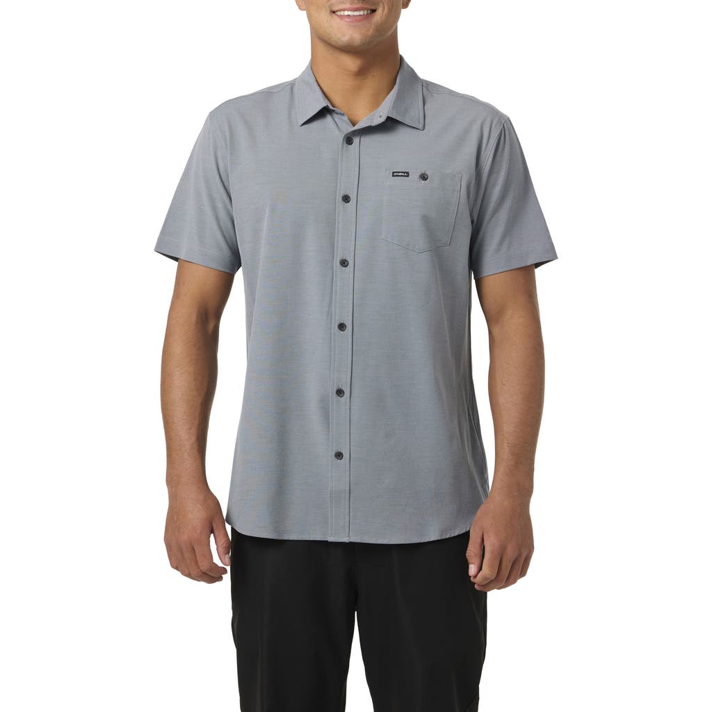 O'neill Heathered Short Sleeve Button-up Shirt In Gray