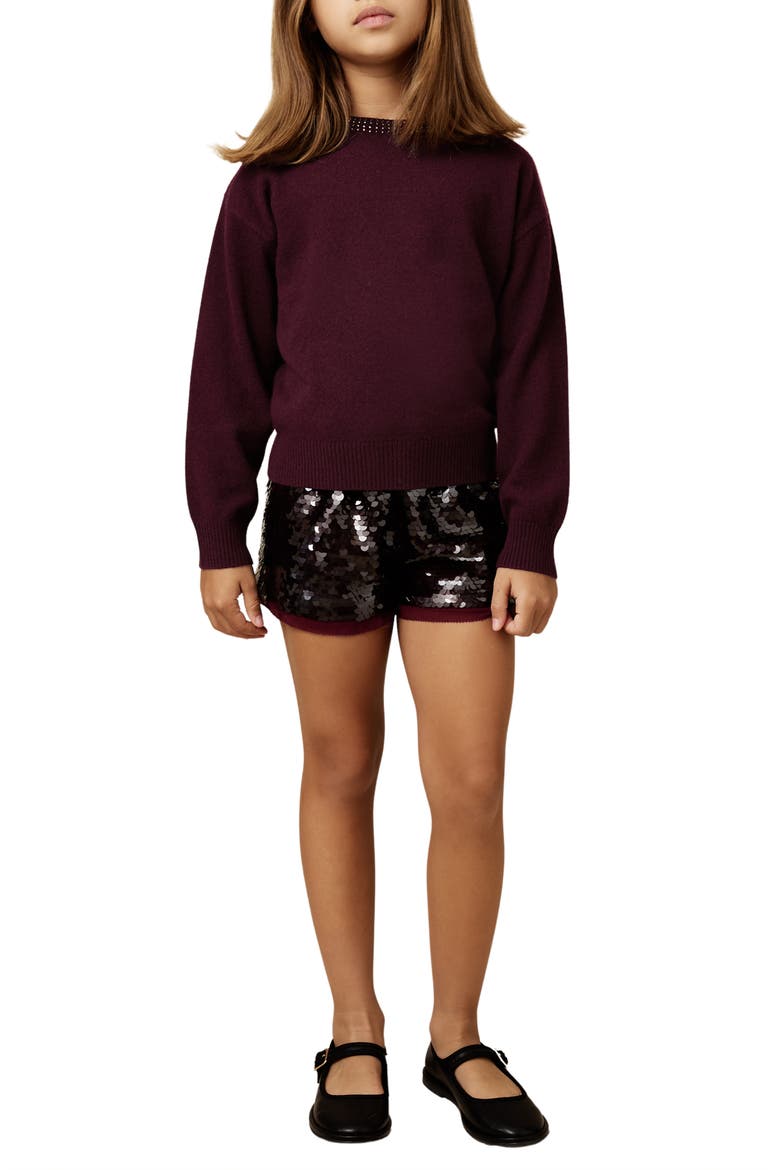 Kids' Elizabeth Embellished Sweater, Alternate, color, BERRY