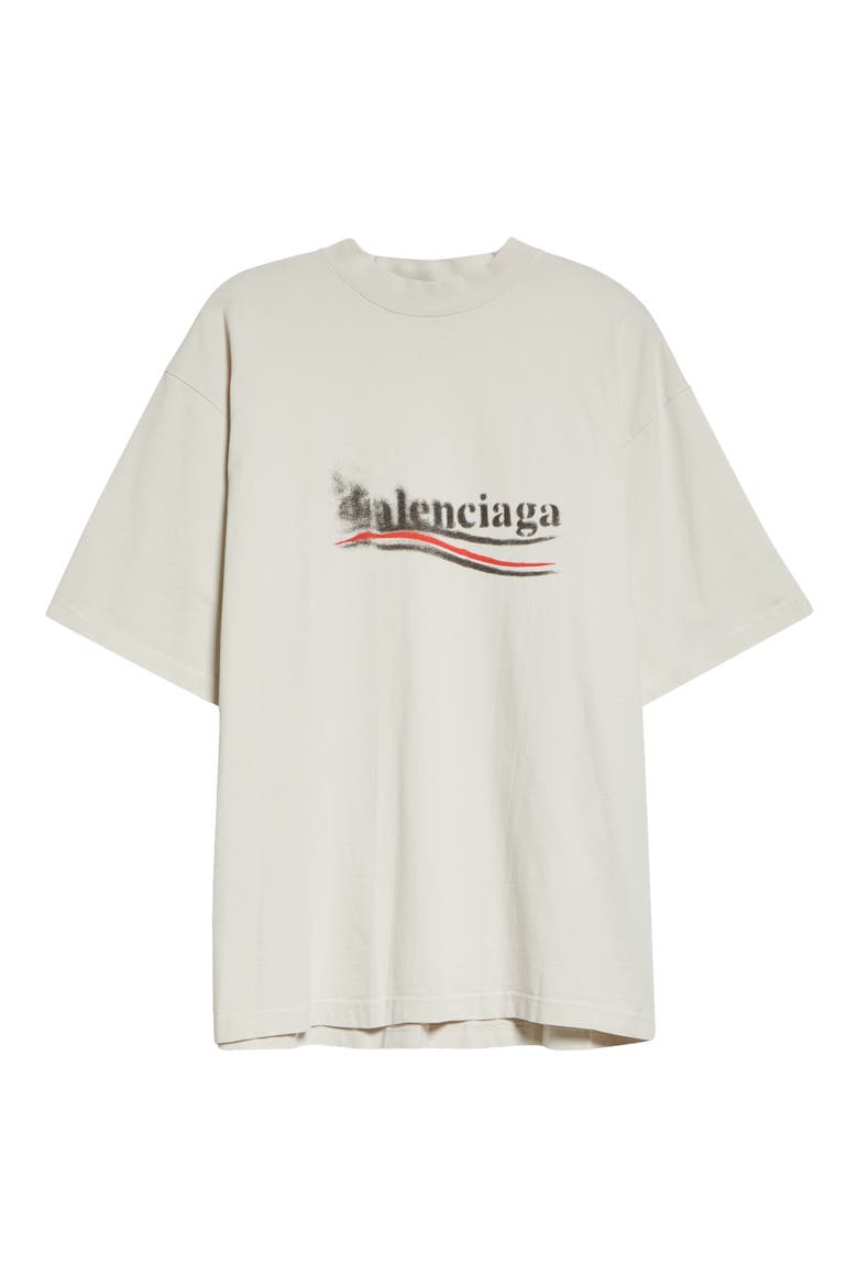 Political Stencil Logo Graphic T-Shirt, Alternate, color, ECRU/ BLACK