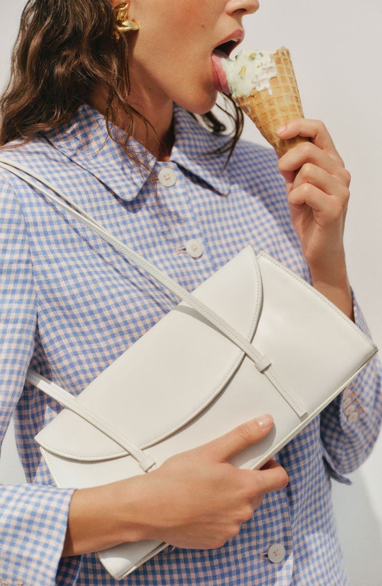 Reformation Elena Leather Shoulder Bag, Alternate, color, White Leather