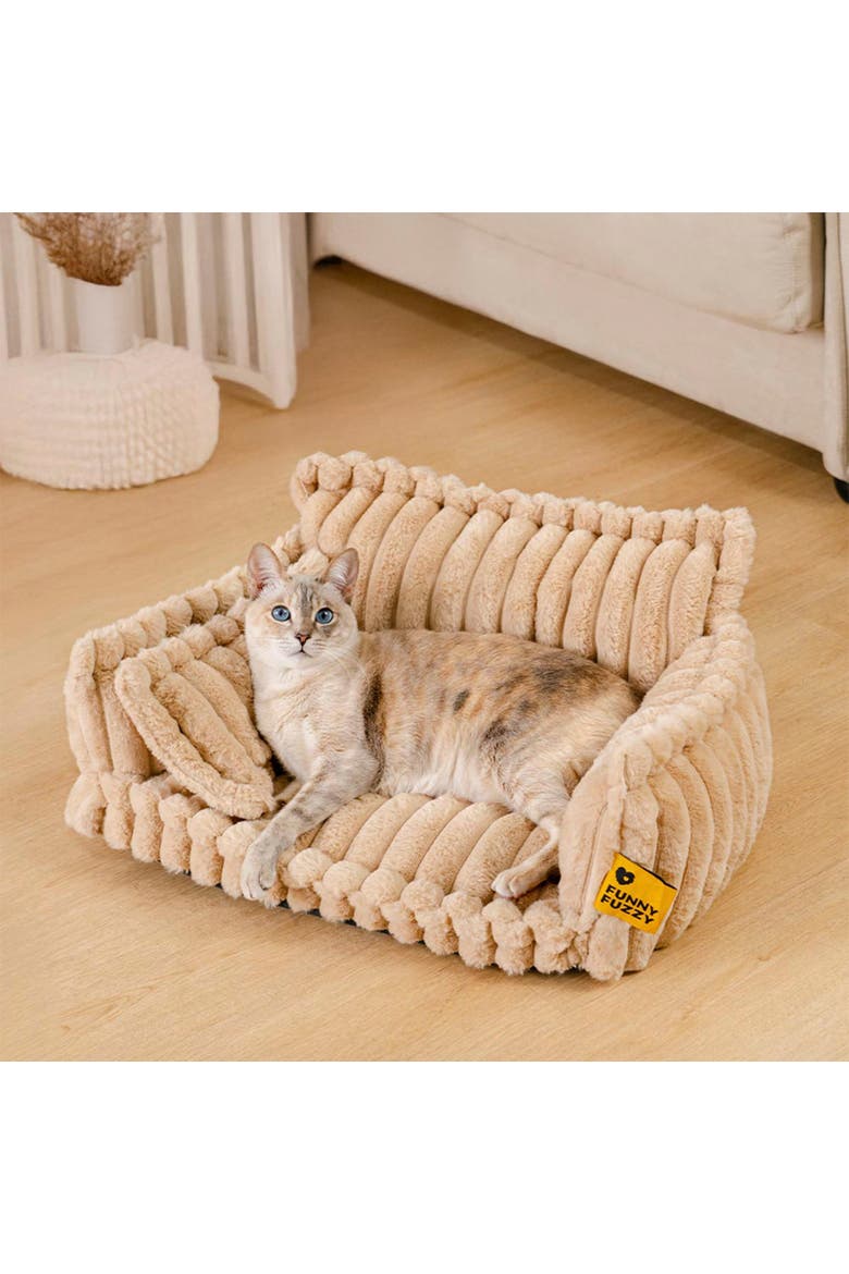Washable Fluffy Dog Sofa Bed, Alternate, color, Camel