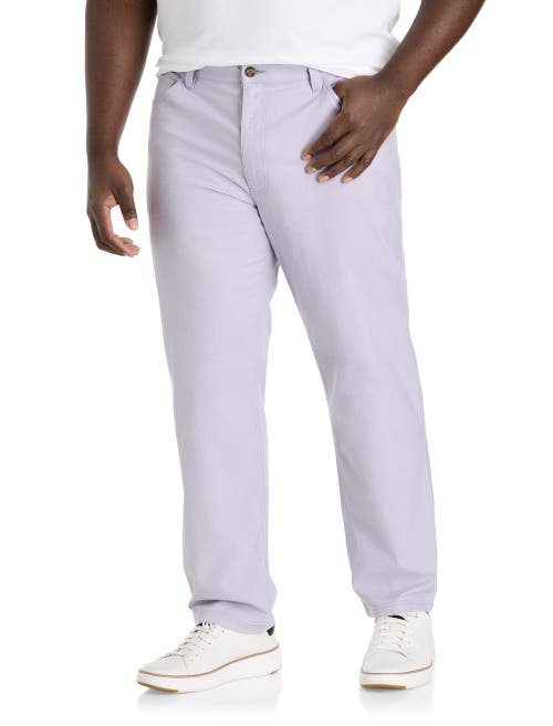 Oak Hill By Dxl Big & Tall  Straight-fit 5-pocket Chambray Pants In Lavender Gray