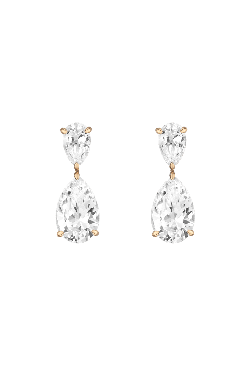 Lab Grown Sapphire Pear Drop Earrings, Main, color, Yellow Vermeil