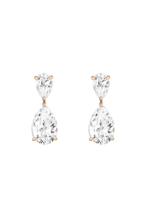 Aurate New York Lab Grown Sapphire Pear Drop Earrings In White