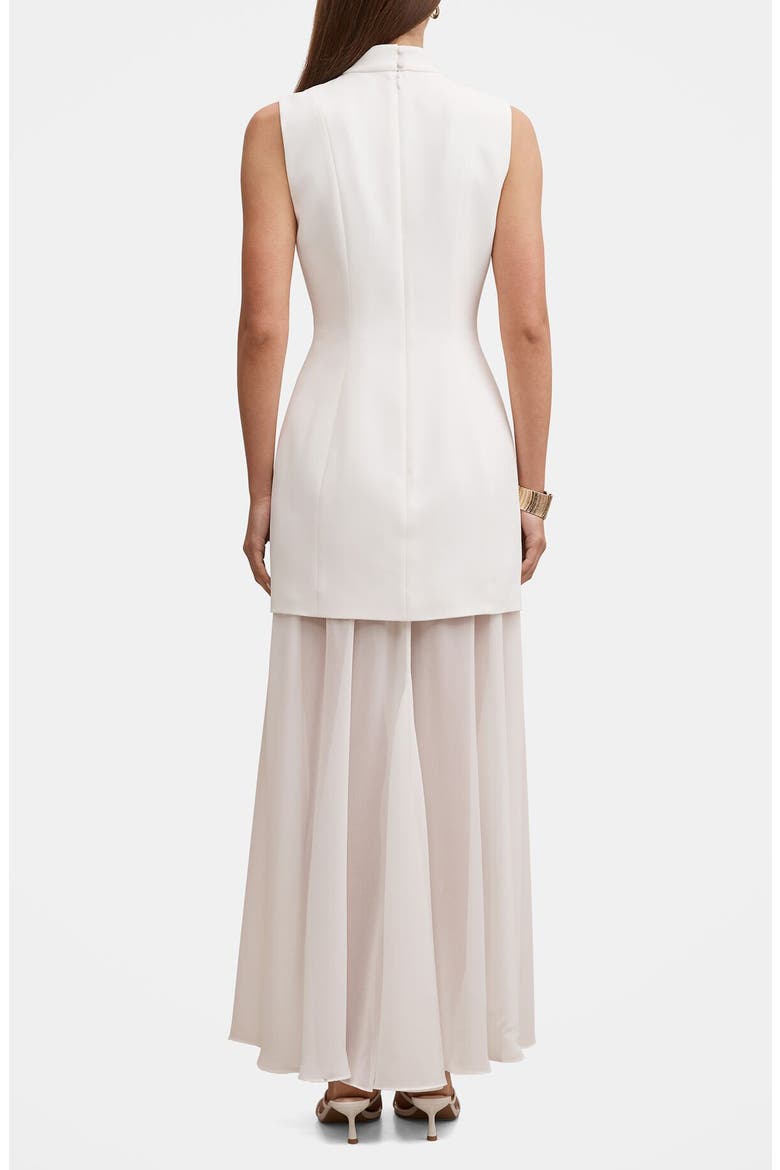 Cutout High Neck Chiffon Maxi Dress, Alternate, color, PORCELAIN