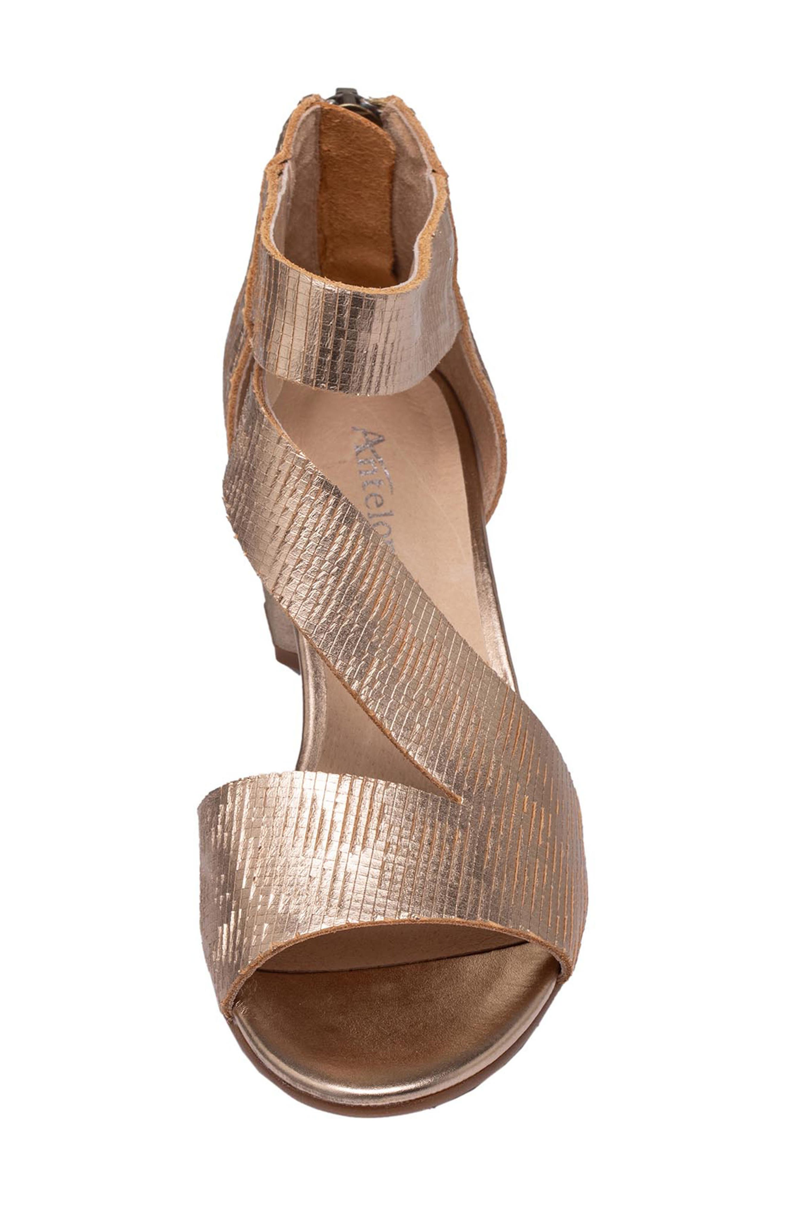 ANTELOPE Amara Metallic Leather Kitten Heel Sandal, Alternate, color, 