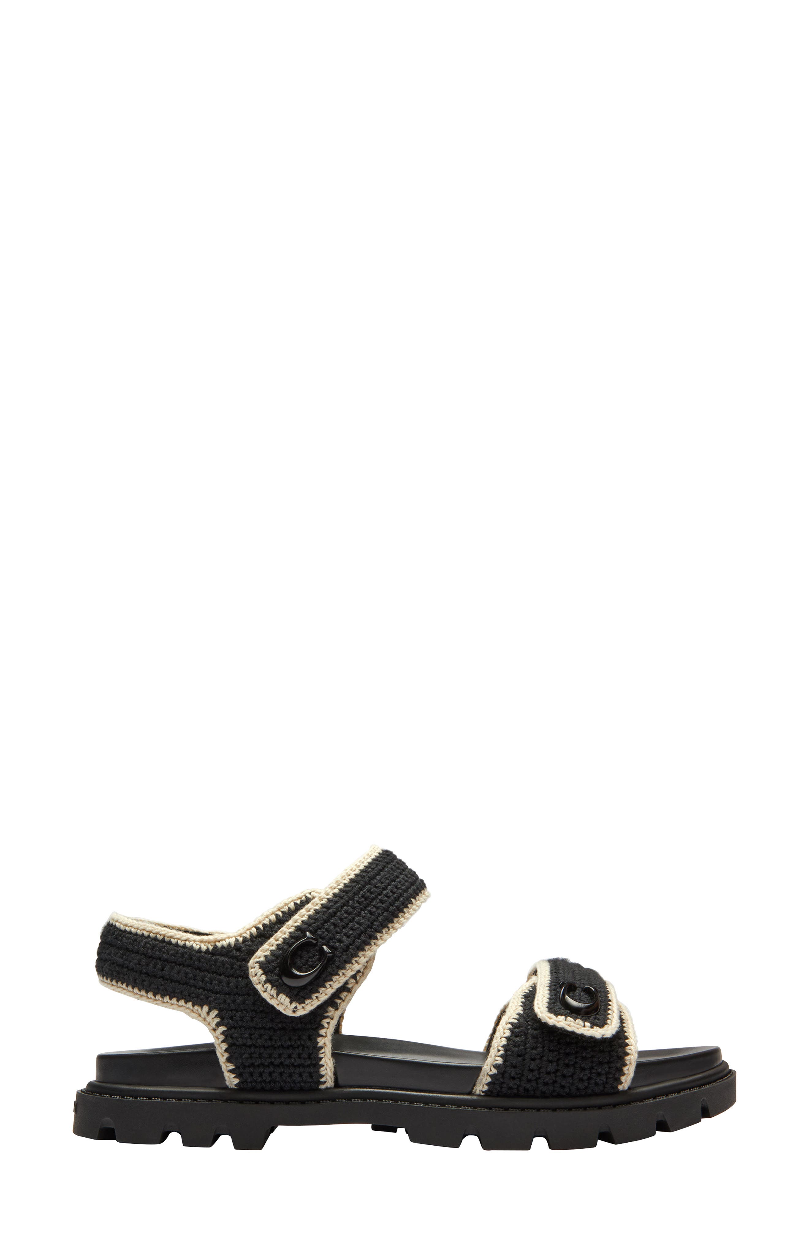 COACH Brynn Ankle Strap Sandal, Alternate, color, Black/ Chalk