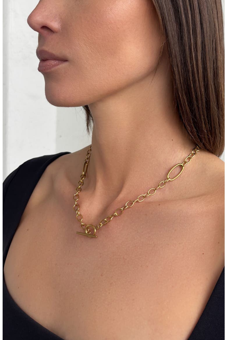 Oval Link Station Necklace, Alternate, color, GOLD