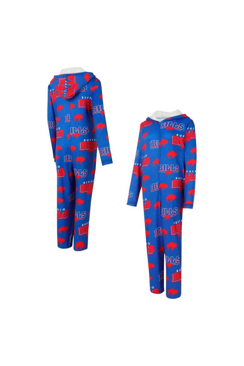 Women's Concepts Sport Royal Buffalo Bills Throwback Roadway Allover Print Microfleece Full-Zip Union Suit, Alternate, color, Royal