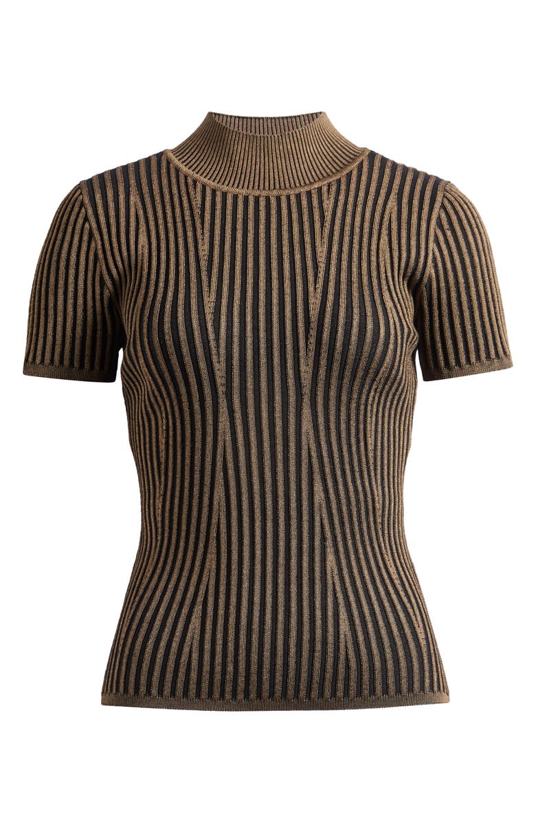DKNY Mock Neck Knit Top, Alternate, color, Truffle/ Black