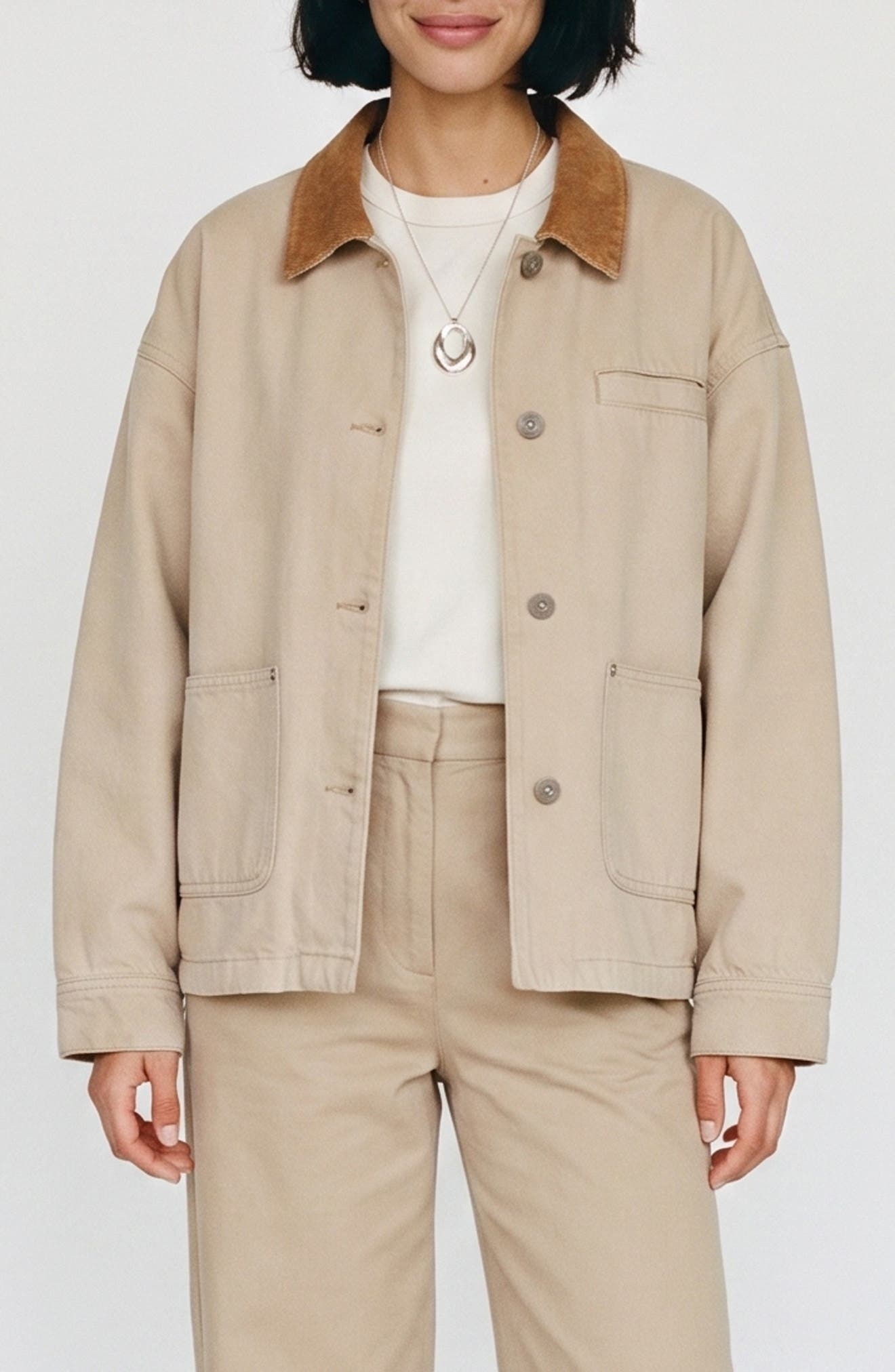 Vero Moda Enya Workwear Denim Jacket In Silver Mink