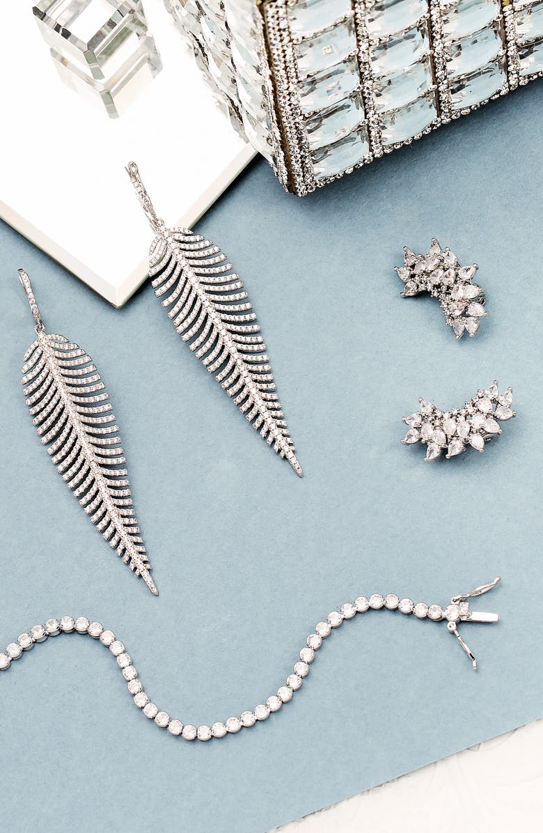 BLING JEWELRY CZ Cluster Clip-On Earrings, Alternate, color, Clear