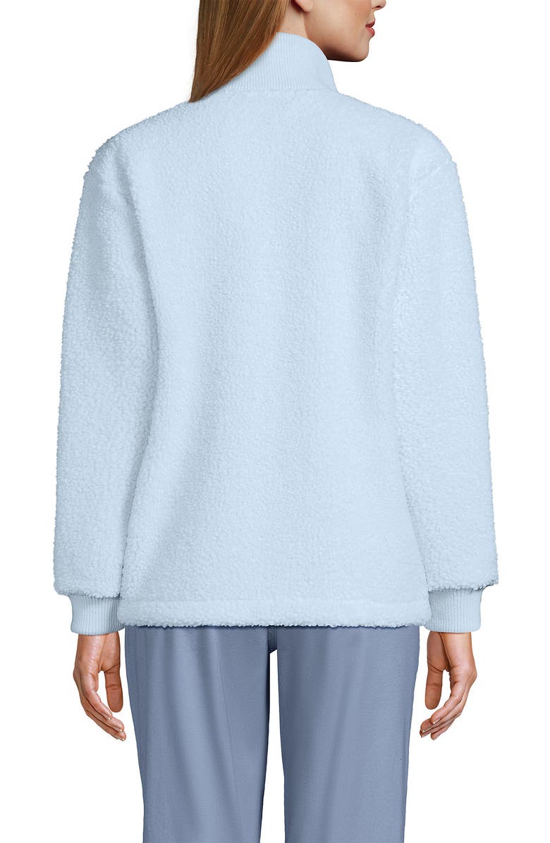 Lands' End Women's Rib Collar High Pile Fleece Pullover, Alternate, color, Serene Blue