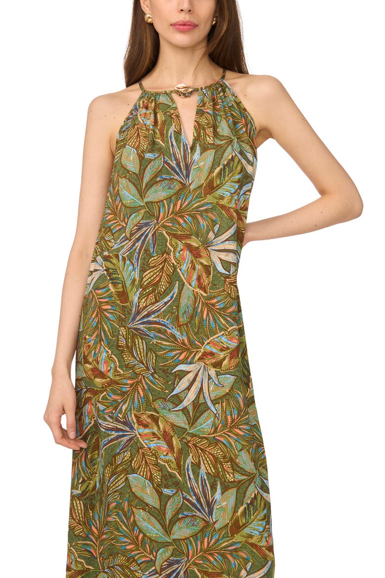 Flowy High Neck Maxi Dress, Alternate, color, CLOVER