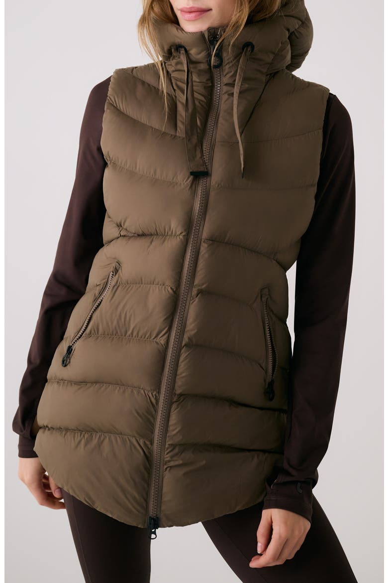Transition Water Repellent Hooded Quilted Vest, Main, color, MOCHA